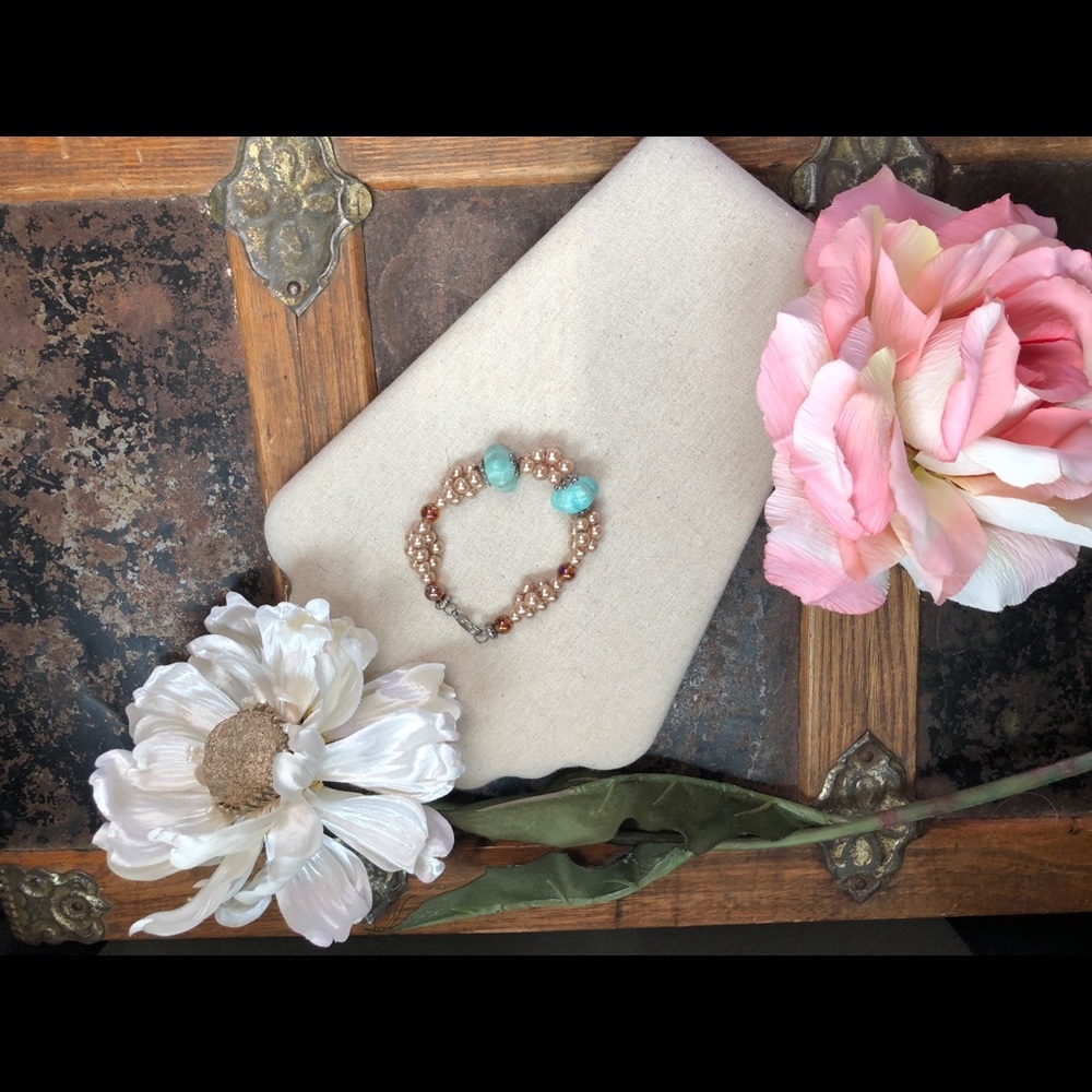 Vintage Pearl and Turquoise Bracelet